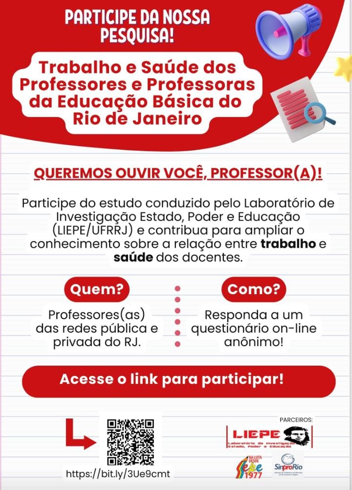 Pesquisa Sepe - Trabalho e Saúde dos Professores e Professoras da Educação Básica do Rio de Janeiro